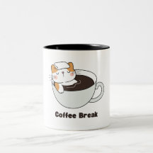 White Brown Illustrated Cat Mugg