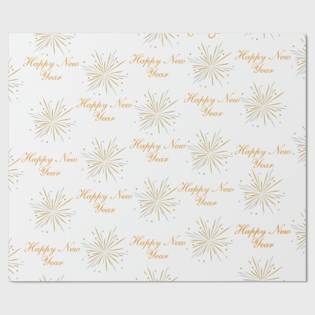 White Brown Illustrative Typographic New Year Wrap Presentpapper (Platt)