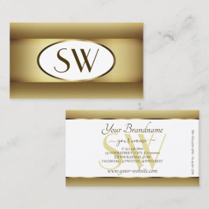 White Brown Ombre Monogram Mörk Guld Decor Ram Visitkort