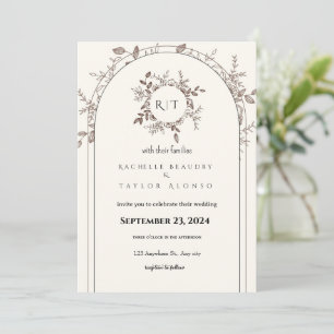 White Brown Rustic Blommigt Free Wedding-inbjudan Inbjudningar