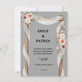 White Brown Rustic Blommigt Free Wedding-inbjudan Inbjudningar