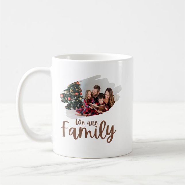 White Brown Simple Family Photo Mugg (Vänster)