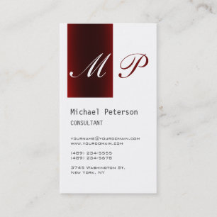 White Browny Red Rand Monogram Affärskort Visitkort