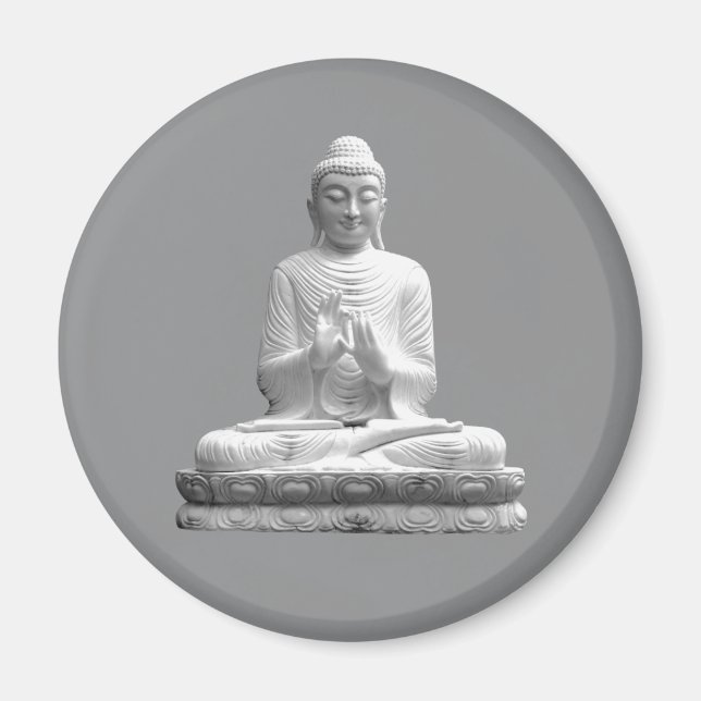 White Buddha Statue Magnet (Framsidan)