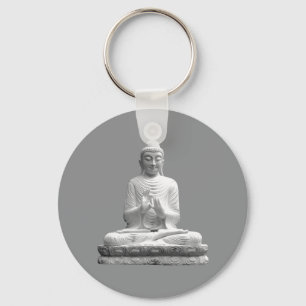 White Buddha Statue Nyckelring