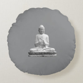 White Buddha Statue Rund Kudde