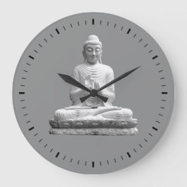 White Buddha Statue Stor Klocka