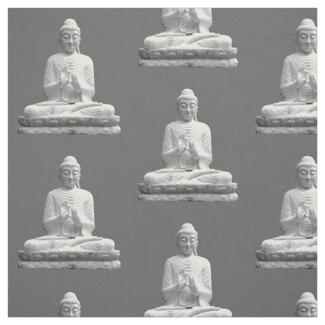 White Buddha Statue Tyg (Provkarta)