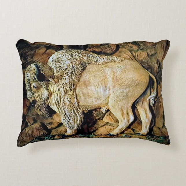 "White Buffalo" original art Accent Pillow Prydnadskudde (Framsidan)