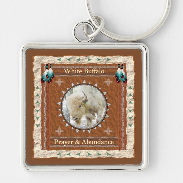 White Buffalo - Prayer & Abundance Nyckelring (Framsidan)