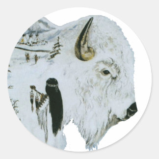 White Buffalo Woman Stickers Runt Klistermärke