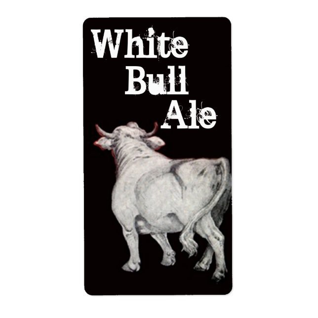White Bull Ale Homebrewing Beer Brew Flaska etiket Fraktsedel (Framsidan)