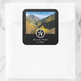 White Bull Skull Silhouette Monogram Photo Fyrkantigt Klistermärke