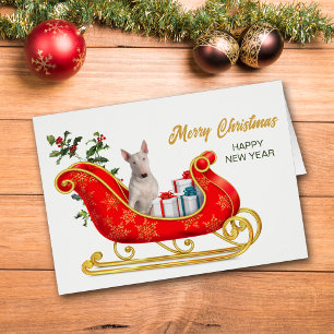 White Bull Terrier Hund jul-kort Hälsningskort