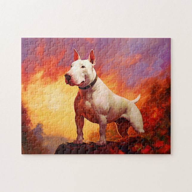 White Bull Terrier Pussel (Horisontell)