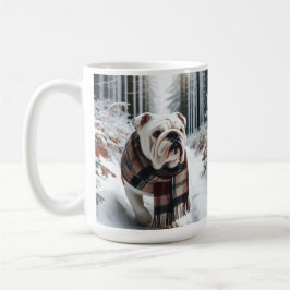 White Bulldog Christmas Coffee Mug Cup Kaffemugg