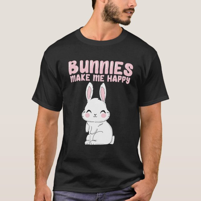 White Bunnie I Kärlek Bunnies Bunnys gör mig Lyckl T Shirt (Framsida)