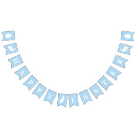 White Bunnies On Blue With Happy Easter Lettering Vimplar