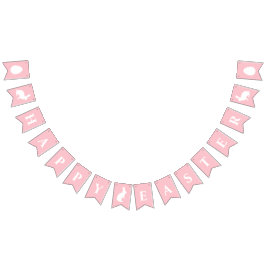 White Bunnies On Pink With Happy Easter Lettering Vimplar