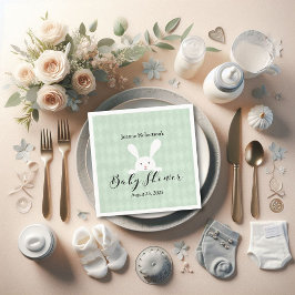 White Bunny Baby Shower Modern | Grönt Argyle Pappersservett