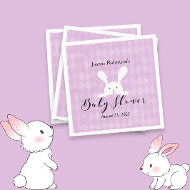 White Bunny Baby Shower Modern | Lila Argyle Pappersservett