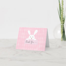 White Bunny Baby Shower Rosa Argyle Tack Kort