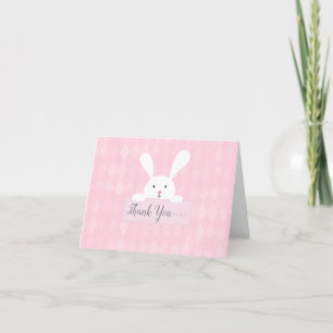 White Bunny Baby Shower Rosa Argyle Tack Kort