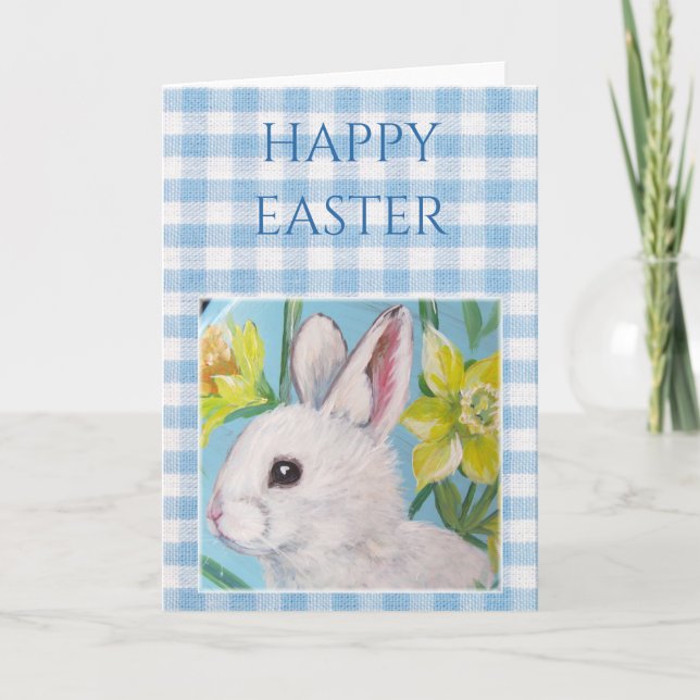 White Bunny Blank Easter Card Kort (Framsida)