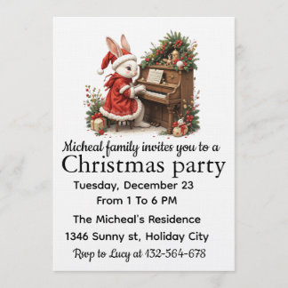 White Bunny Christmas Party Invitation Inbjudningar