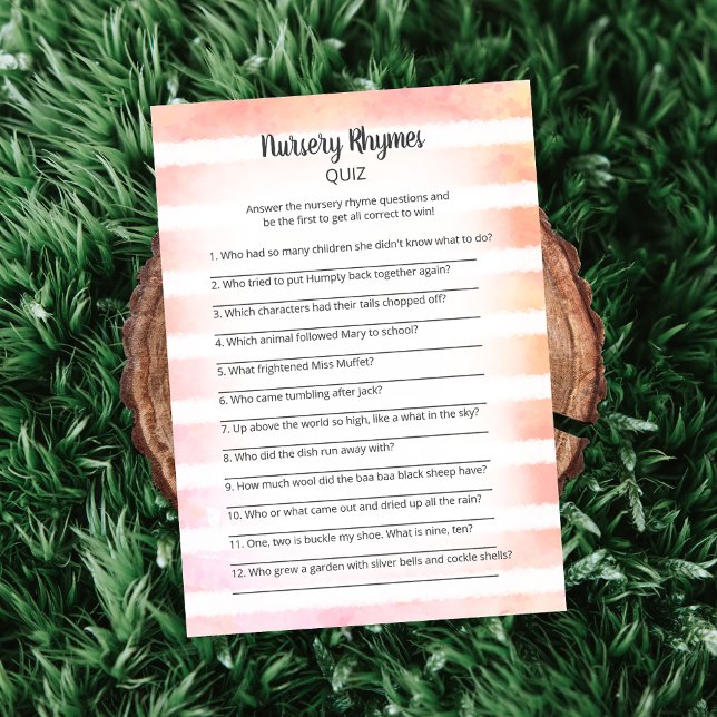 White Bunny Coral Nursery Rhymes Quiz Game Inbjudningar (Skapare uppladdad)