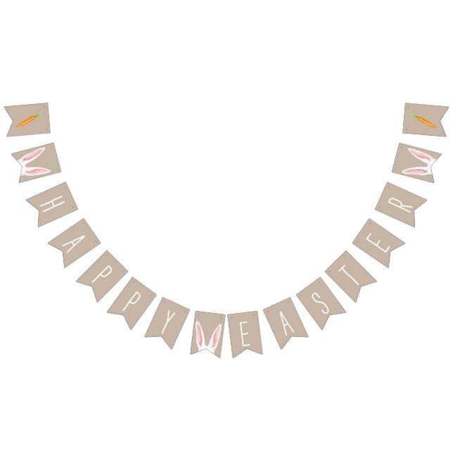 White Bunny Ears And Carrots Happy Easter Beige Vimplar (Alla)