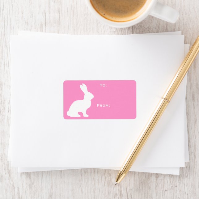 White Bunny Gift Märkre Adressetikett (Insitu)