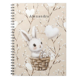White Bunny Hearts i Basket Anteckningsbok