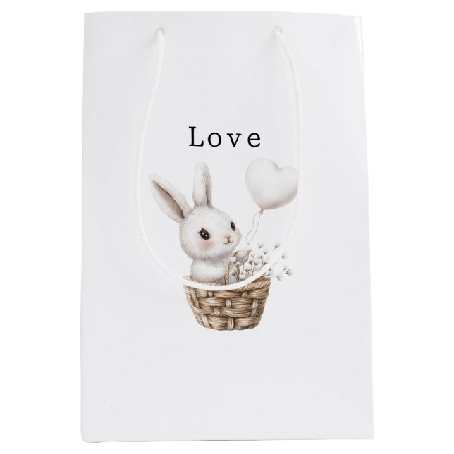White Bunny Hearts i en Basket Baby Shower (Framsidan)