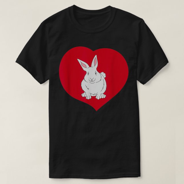 White Bunny Kärlek Heart Cute Tee (Design framsida)