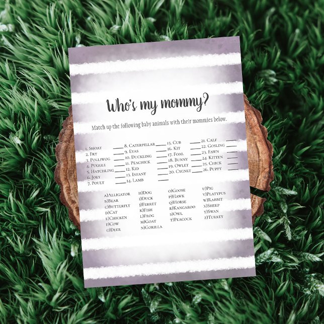 White Bunny Lila som är min Mamma Baby Shower Game Inbjudningar (Skapare uppladdad)