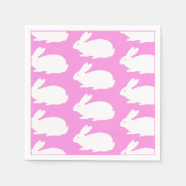 White Bunny Mönster på Rosa Pappersservett