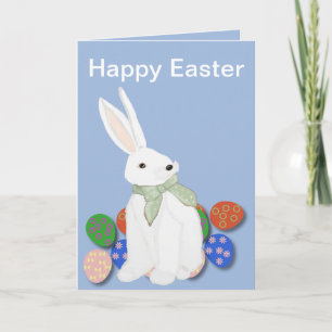 White Bunny och Eggs Helgkort