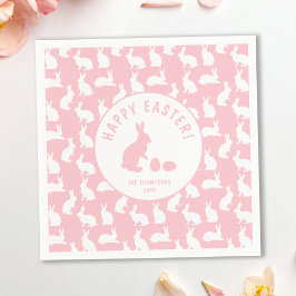 White Bunny Pattern On Blush Pink Cute Easter Pappersservett