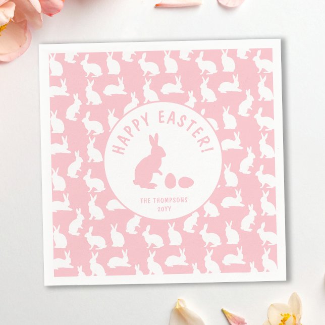 White Bunny Pattern On Blush Pink Cute Easter Pappersservett (Skapare uppladdad)