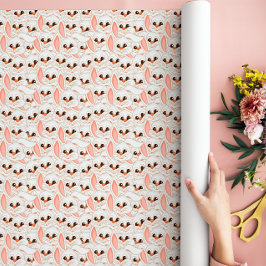 White Bunny Rabbit Ansikte Seamless Mönster Presentpapper