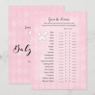 White Bunny Rosa Argyle gissar funktionsspelet Inbjudningar
