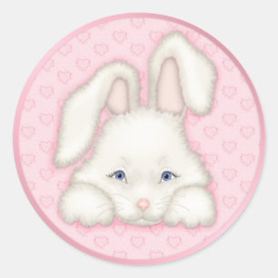 White Bunny - Rosa Runt Klistermärke