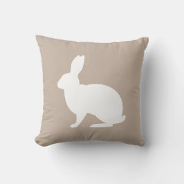 White Bunny Silhouette On Beige Stylish Easter Kudde