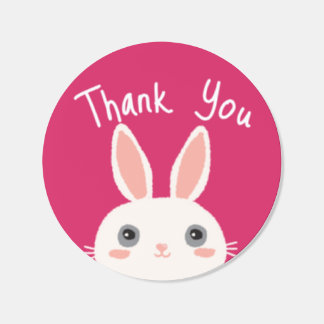 White Bunny Thank You Small Business Party Favor Runt Klistermärke