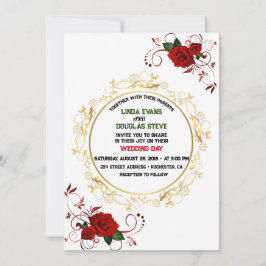 White Burgundy och Guld Blommigt Modern Boho Bröll Inbjudningar
