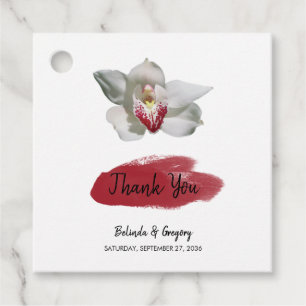 White Burgundy Orchid Bröllop Gift Gåvor Etiketter