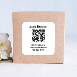 White Business QR Code Custom Basic Fyrkantigt Klistermärke