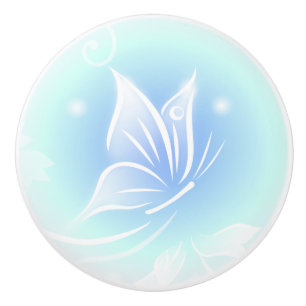 White Butterfly Blue Söt Knopp