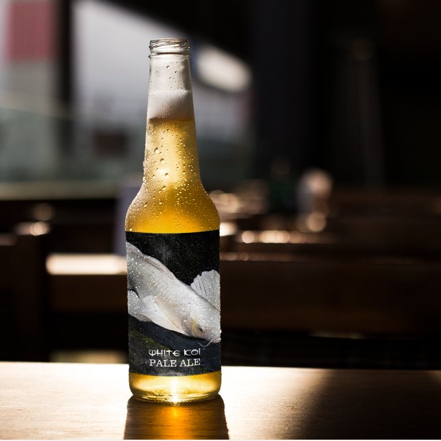 White Butterfly Koi Photo Personlig Ölflaska Etikett (In Situ)